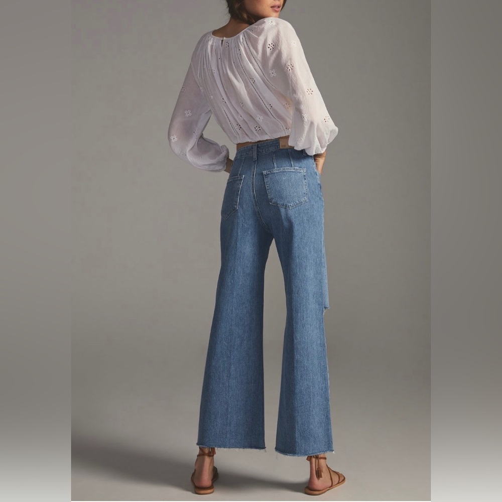 Paige Anessa High-Rise Destructed Jeans. Size 27. Color Denim Medium Blue